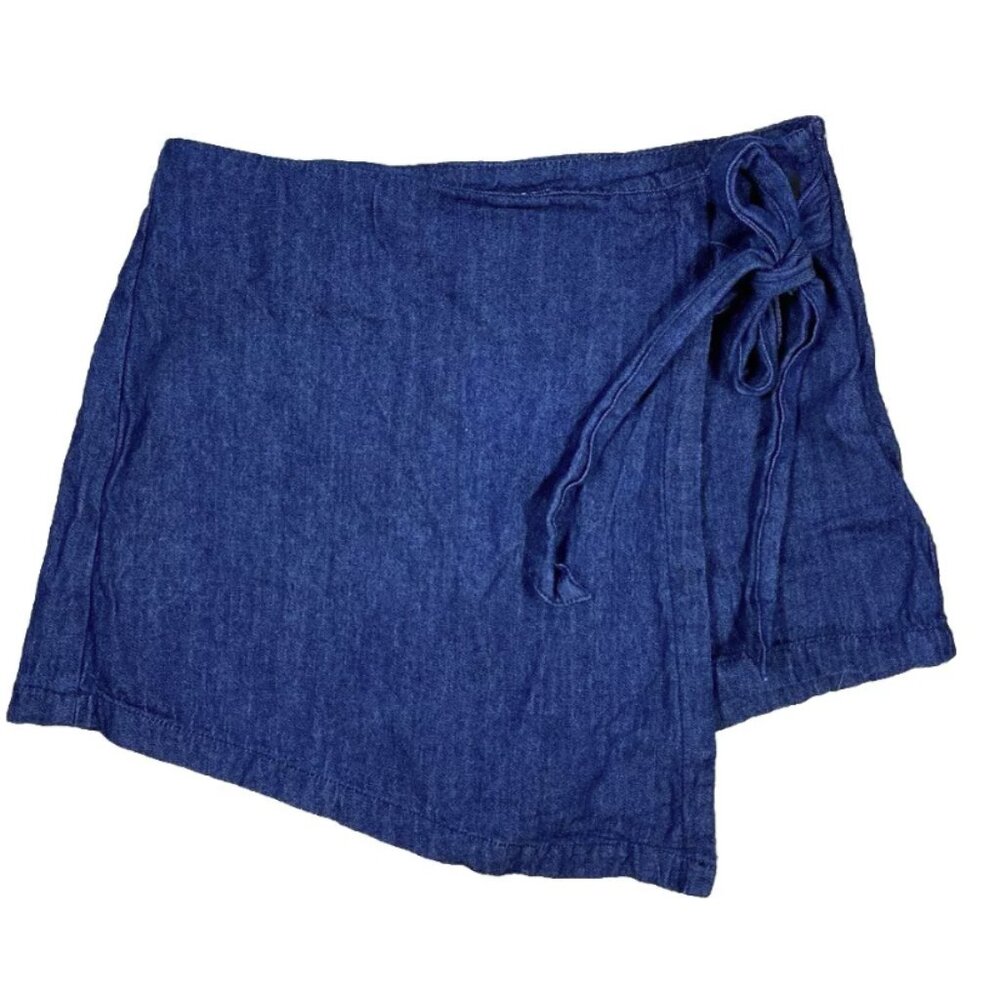 TGLA Denim Skort Wrap Side Tie Size Small Shorts Blue Jean Lightweight